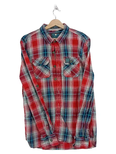Superdry Herren Freizeithemd Kariert Mehrfarbig XL Baumwolle Langarm