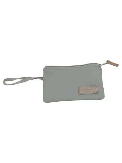 Eastpak Etui Pouch Täschchen Grau Polyamid mit Handschlaufe Lederdetails