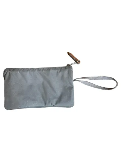 Eastpak Etui Pouch Täschchen Grau Polyamid mit Handschlaufe Lederdetails