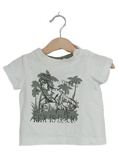 Impidimpi Baby T-Shirt Dinosaurier Gr. 62/68 Weiß Kurzarm Jungen