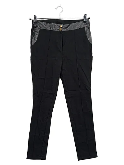LASCANA Damen Anzughose Schwarz Gr. 38 Lederdetails Elegant
