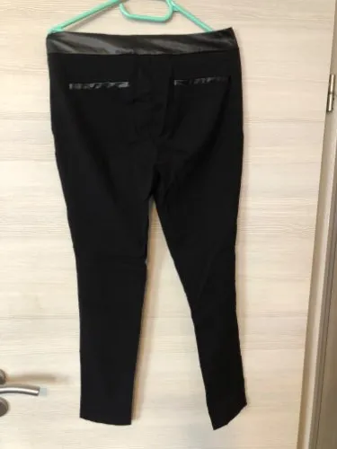 LASCANA Damen Anzughose Schwarz Gr. 38 Lederdetails Elegant