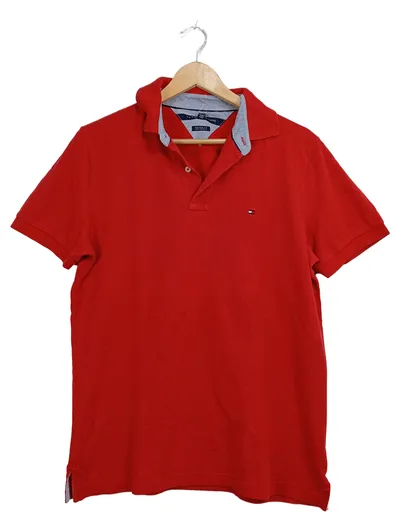Tommy Hilfiger Herren Poloshirt Rot Gr. M Custom Fit Baumwolle
