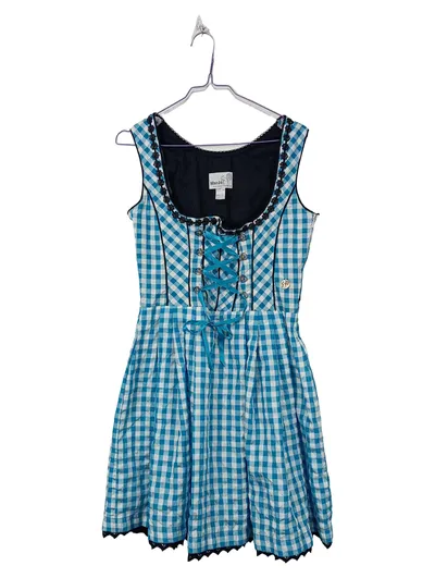 MarJo Trachtenkleid Dirndl Damen Blau Kariert Spitze Gr. 36 S