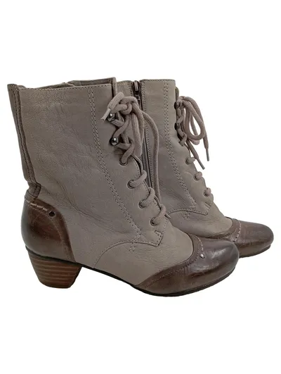 Zanon & Zago Damen Stiefelette Schnürstiefel Leder Grau Gr. 36 Vintage