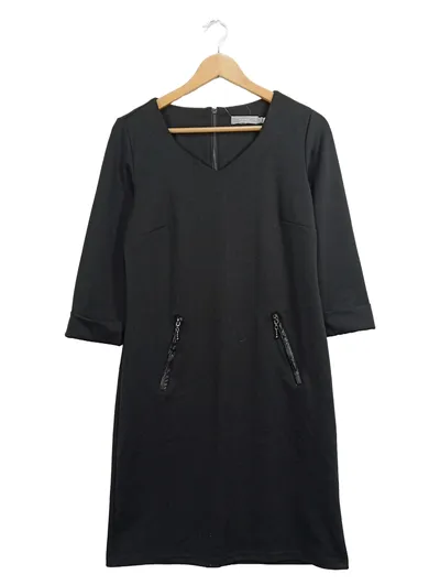 Fransa Kleid Damen Gr. 36/S Schwarz Reißverschluss Viskose Mix Casual