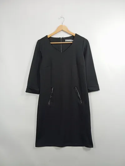 Fransa Kleid Damen Gr. 36/S Schwarz Reißverschluss Viskose Mix Casual