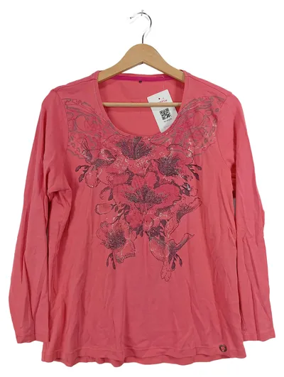 Olsen Damen Langarmshirt Gr. 42/XL Rosa Blumenprint Baumwolle