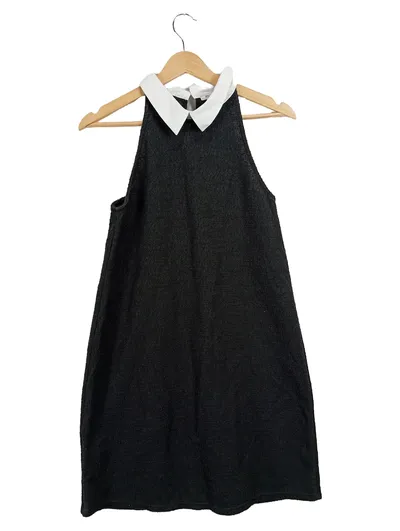 ZARA TRAFALUC Damen Kleid mit weißem Kragen Schwarz Gr. S/36
