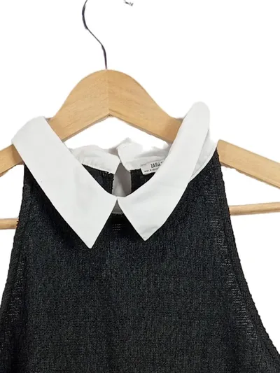 ZARA TRAFALUC Damen Kleid mit weißem Kragen Schwarz Gr. S/36