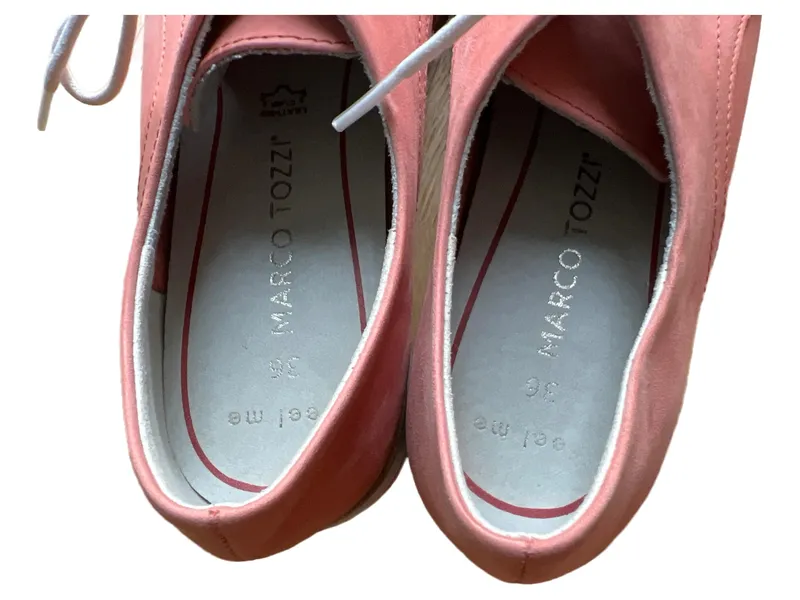 Marco Tozzi Damen Schnürschuhe Gr. 36 Rosa Leder Casual Halbschuhe 3