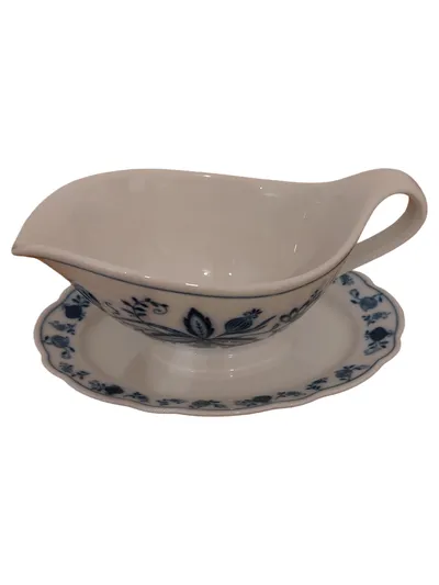 Tirschenreuth Zwiebelmuster Porzellan Sauciere Klassisch Weiß 22 cm