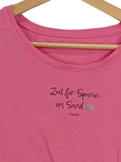 s'questo Damen T-Shirt Gr. 40 Pink Zeit für Spuren im Sand Casual