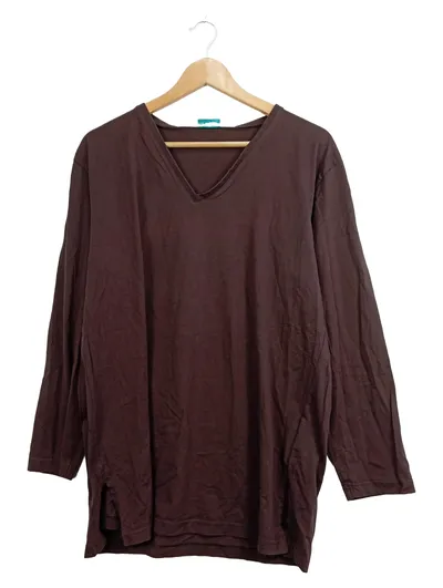 Ulla Popken Langarmshirt Damen Shirt Braun Gr. 50x52 Baumwolle Basic