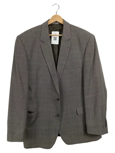 Herren Sakko Business Gr. 56/3XL Grau Kariert Polyester Viskose