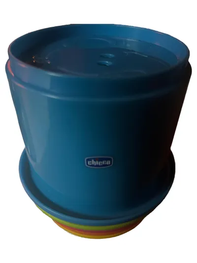 Chicco Kindergeschirr Set 5 Teile Blau Kunststoff Teller Becher Schüssel Kinder