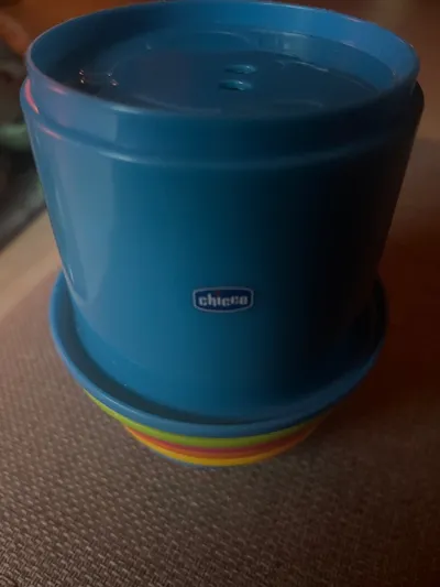 Chicco Kindergeschirr Set 5 Teile Blau Kunststoff Teller Becher Schüssel Kinder
