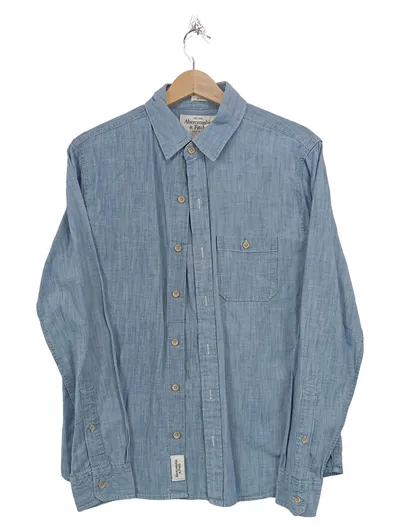 Abercrombie & Fitch Herren Freizeithemd Gr. 46/S Blau Casual Langarm