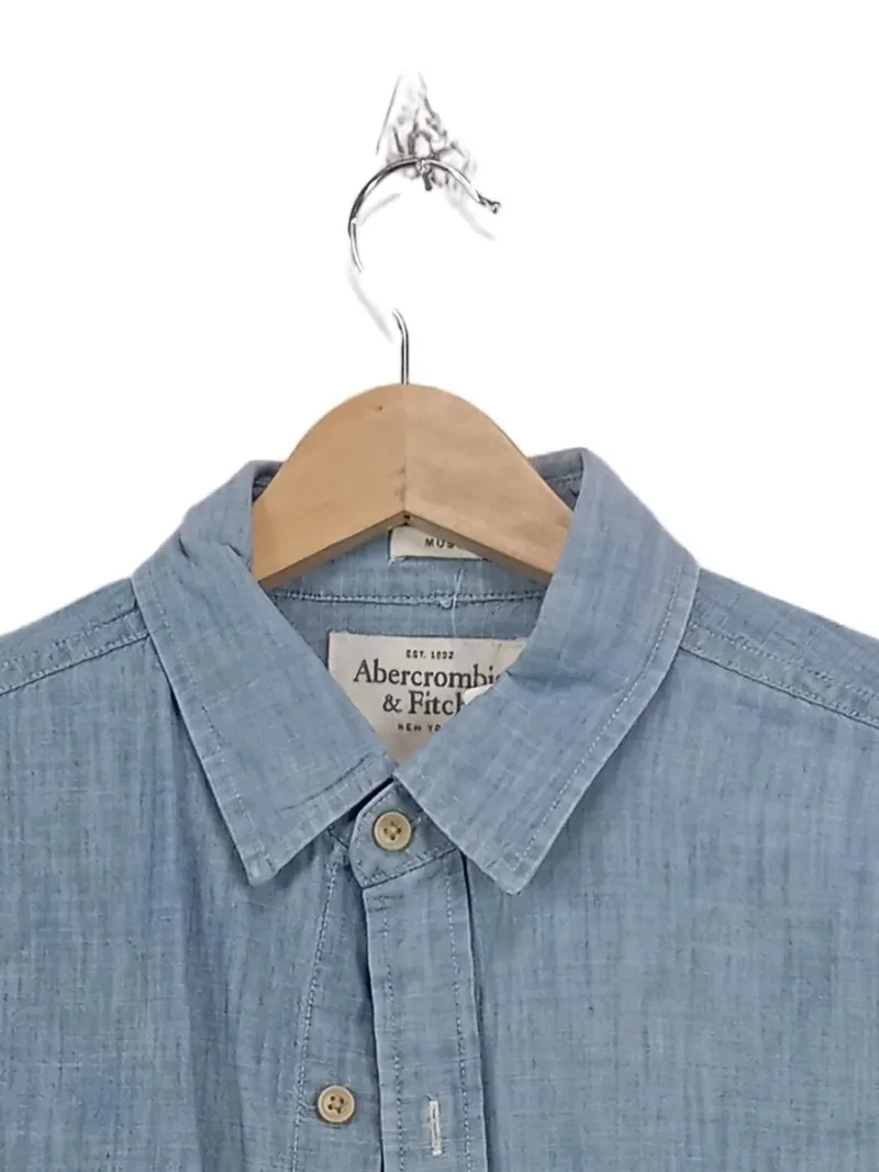 Abercrombie & Fitch Herren Freizeithemd Gr. 46/S Blau Casual Langarm 2