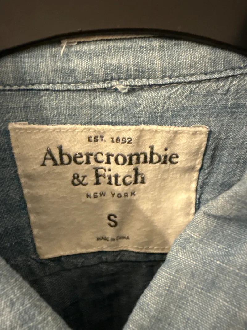 Abercrombie & Fitch Herren Freizeithemd Gr. 46/S Blau Casual Langarm 6