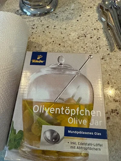 Tchibo Vorratsglas Glas Edelstahl Oliventopf 11cm Transparent Uni