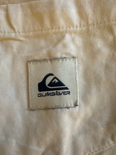 Quiksilver Herren T-Shirt Baumwolle Kurzarm Uni Logo Beige Gr. L