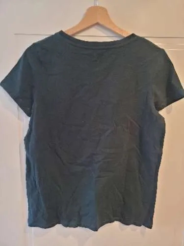 Street One Damen T-Shirt Gr. 38 Grün Glitzer Print Thankful Blessed