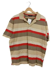 BRAX Golf Poloshirt Herren Gr. L Beige Rot Gestreift Baumwolle Kurzarm Shirt 1