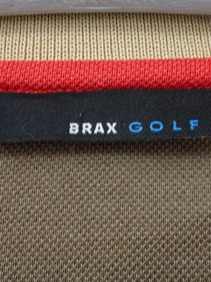 BRAX Golf Poloshirt Herren Gr. L Beige Rot Gestreift Baumwolle Kurzarm Shirt 6