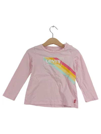 Levi's Langarmshirt Mädchen Gr. 92 Rosa Regenbogen Logo Glitzer