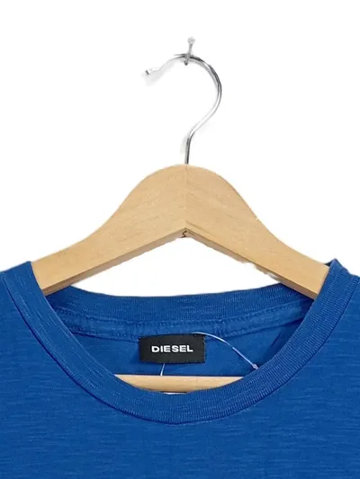Diesel Herren T-Shirt Blau Logo-Print Gr. M Kurzarm Casual