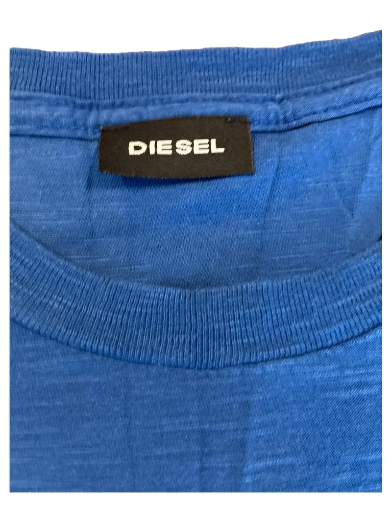 Diesel Herren T-Shirt Blau Logo-Print Gr. M Kurzarm Casual 4