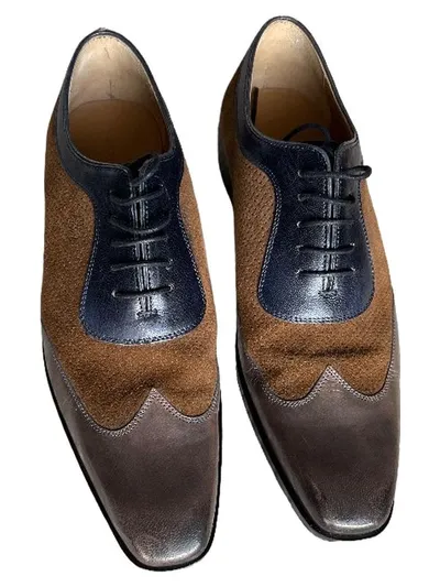 Melvin & Hamilton Herren Oxford Schnürschuhe Leder Wildleder Gr. 40 Braun Blau