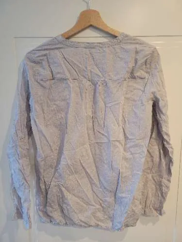 BASEFIELD Damen Bluse Gr. S Grau Floral Baumwolle Langarm Tunika