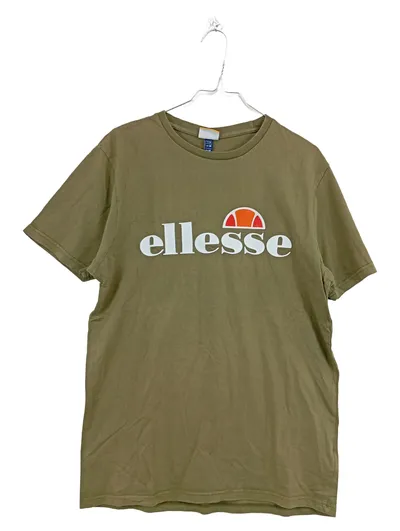 Ellesse Herren T-Shirt Gr. M/50 Oliv Logo-Print Sportlich Baumwolle