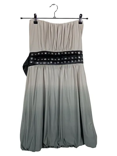 Madonna Damen Bandeau Cocktailkleid Gr. L Grau Ombré Nieten Party