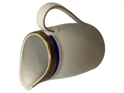 Bareuther Milchkännchen Porzellan Gestreift Weiß Metallic 9.5cm Klassisch