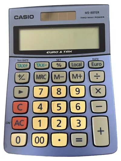 Casio MS-88TER Taschenrechner Büro Schule Dual Power Blau