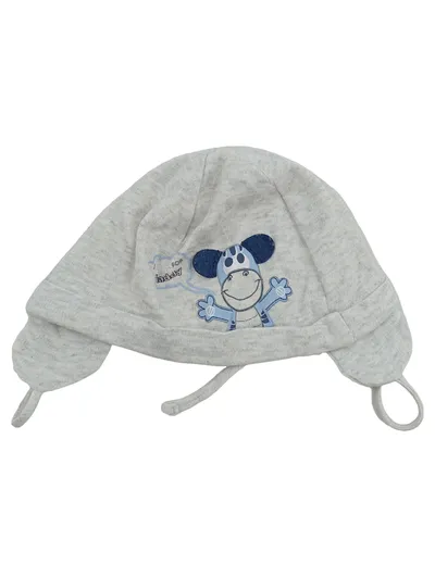 Ergee Baby Mütze Grau Zebra Motiv Bindebänder 1,5-3 Monate 38-41cm