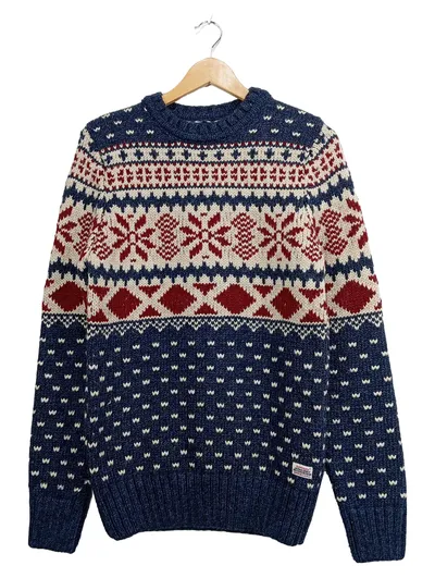Superdry Herren Pullover Fair Isle Muster Blau Größe M