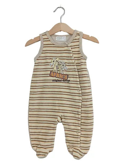 OKAY Baby Strampler Africa Giraffen Gr. 62 Beige Gestreift