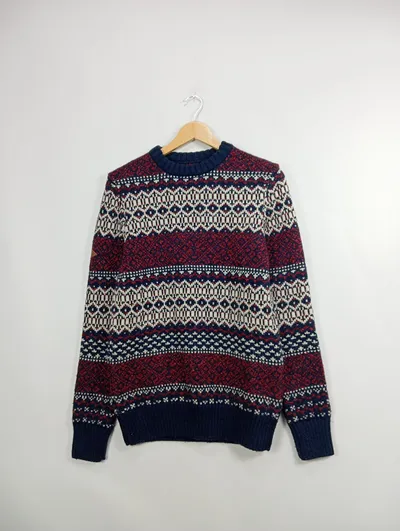 Superdry Herren Pullover Strickpullover Fair Isle Norwegermuster Gr. 46/S Winter