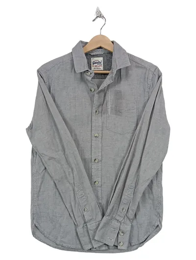 Superdry Herren Freizeithemd Casual Grau Gr. 46;S Baumwolle Langarm