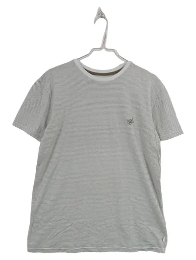 Quiksilver Herren T-Shirt Gestreift Gr. 36/S Regular Fit Grau Weiß