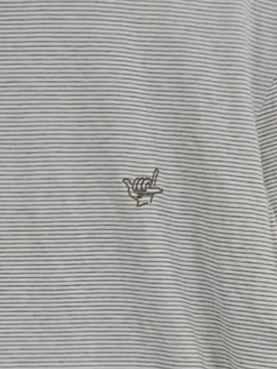 Quiksilver Herren T-Shirt Gestreift Gr. 36/S Regular Fit Grau Weiß