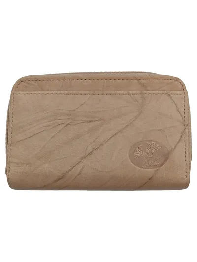 Buxton Damen Geldbörse Leder Beige Reißverschluss Portemonnaie