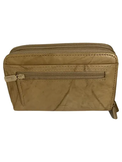 Buxton Damen Geldbörse Leder Beige Reißverschluss Portemonnaie