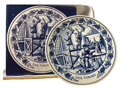Royal Goedewaagen Wandteller Der Tüncher Keramik Vintage Blau 22,5cm