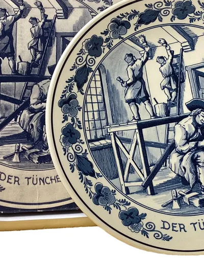 Royal Goedewaagen Wandteller Der Tüncher Keramik Vintage Blau 22,5cm