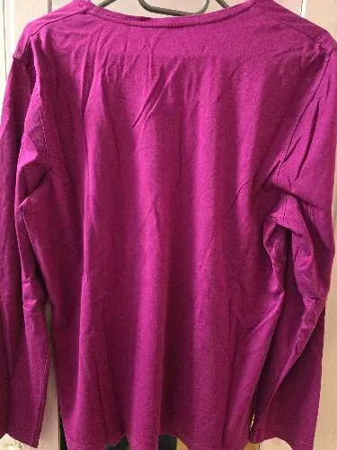 Adagio Damen Langarmshirt Gr. 46 Lila Pima Baumwolle Strasssteine